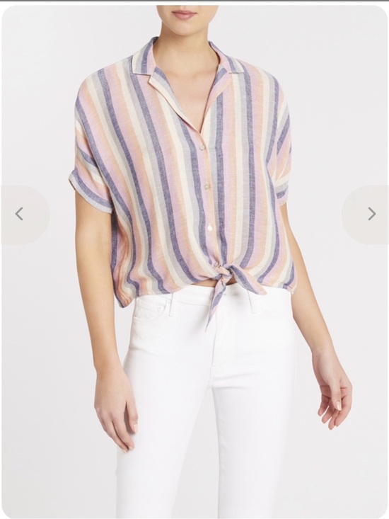 Rails Tops - Rails Marley Top Mandalay Stripe Women Size S Button Down Tie Front Linen Rayon